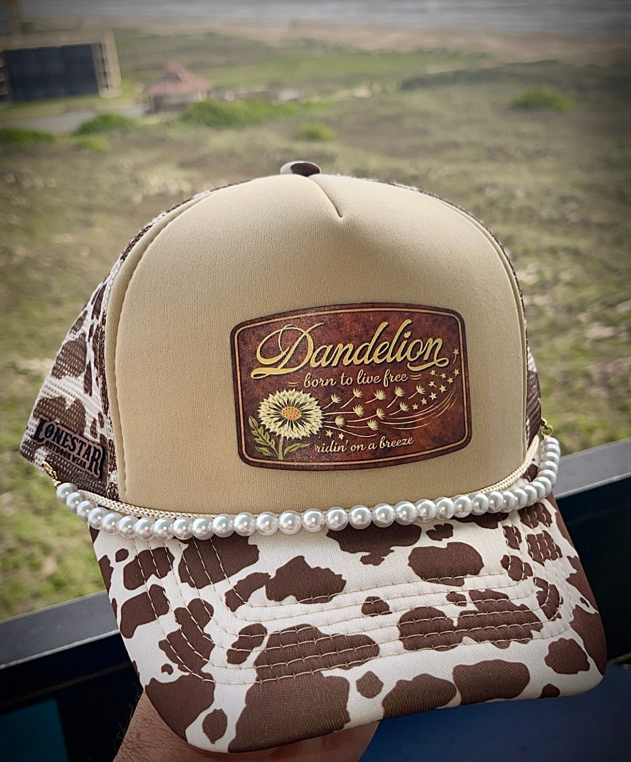 Spongey Trucker Cow Print Dandelion