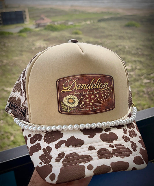Spongey Trucker Cow Print Dandelion